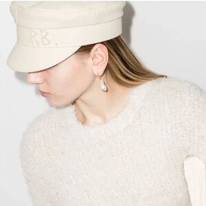 Ruslan Baginskiy Elegant Cream Women's Hat with pearls Embroidery SZ L $ 358